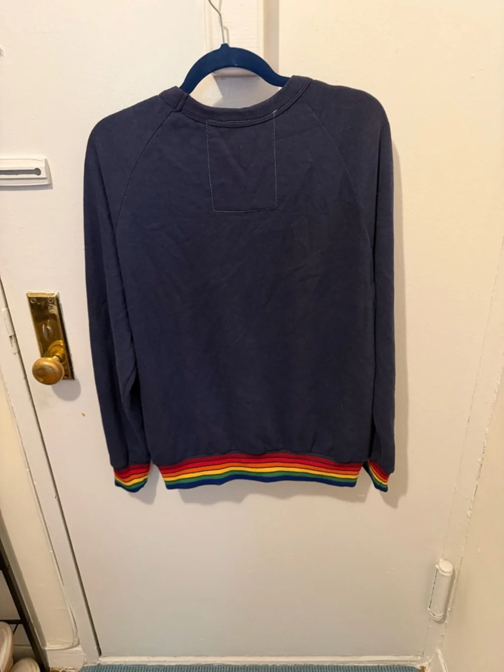 Aviator Nation Navy Crewneck Sweatshirt with Rainbow Trim - Picture 4 of 5